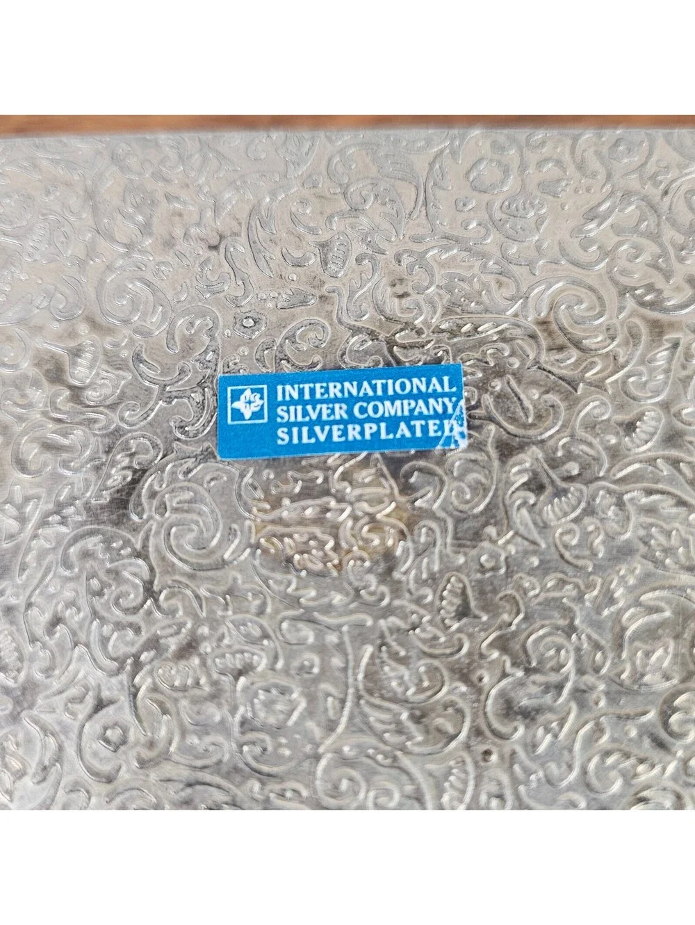 Vintage International Silver Co Silverplate Jewelry Box Mirror Velvet 9